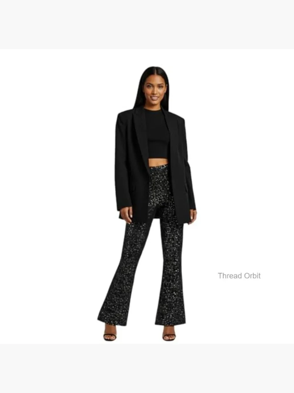 Sparkly Flare Leggings High Waisted Bell Bottom Pants Party Trousers_6